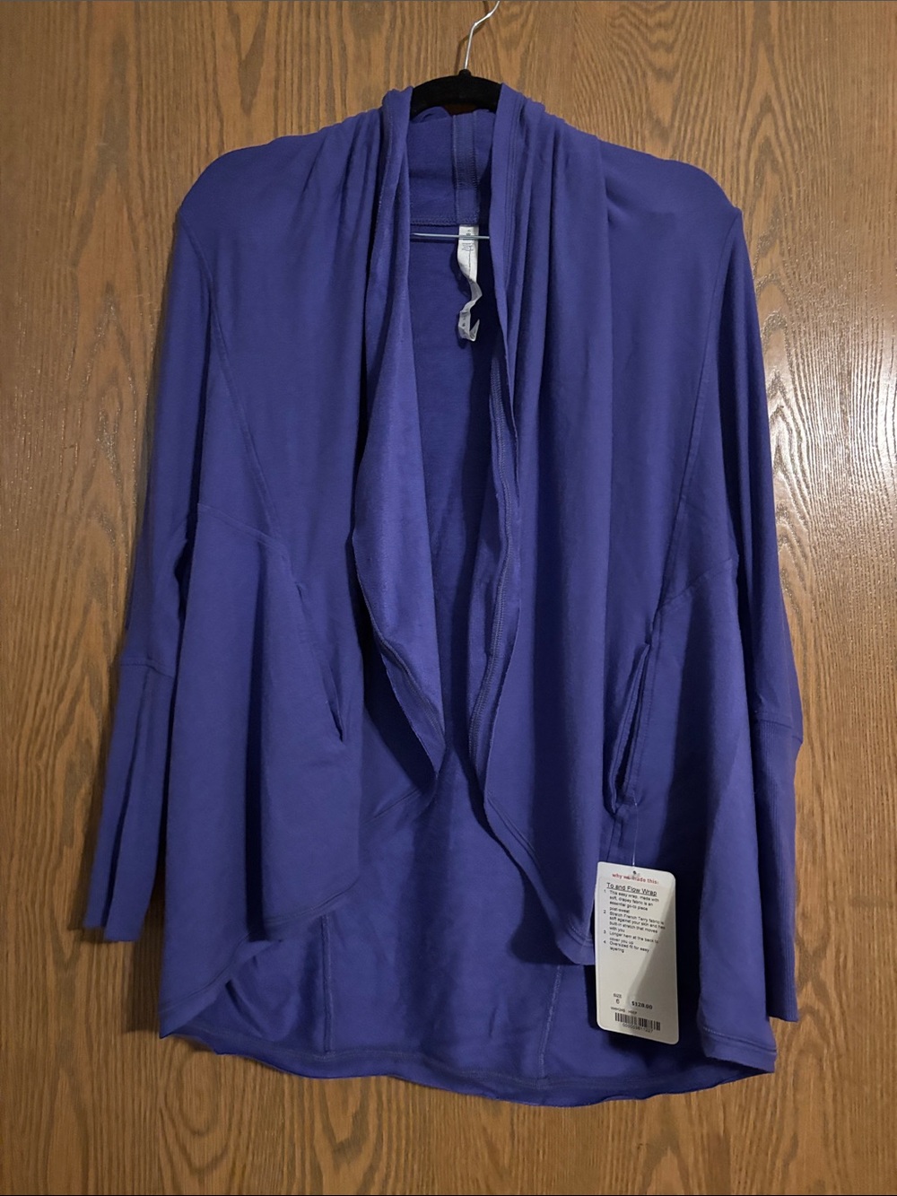 Lululemon Blue Open-Front To and Flow Women's Wrap NWT Size 6